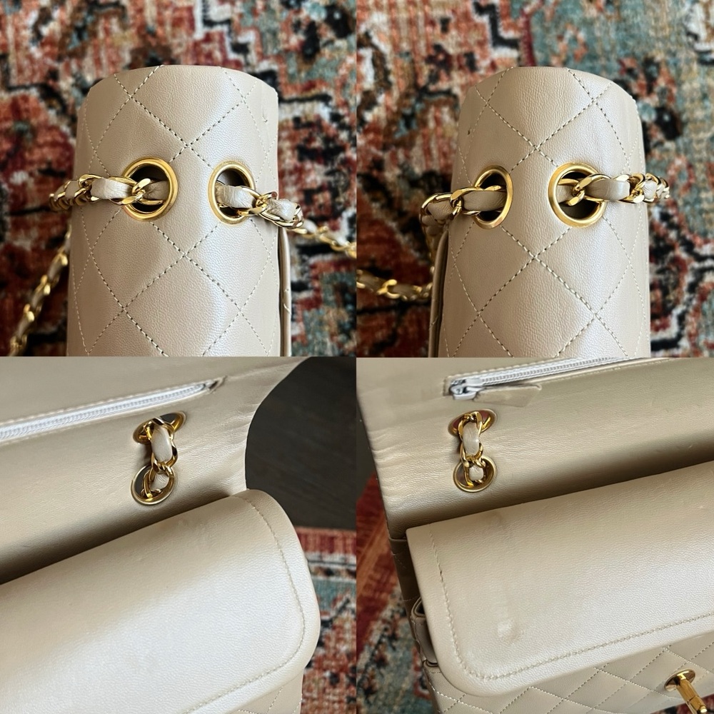 ❌SOLD❌Chanel Classic Vintage Medium Beige Double Flap Bag - Picture 8 of 11